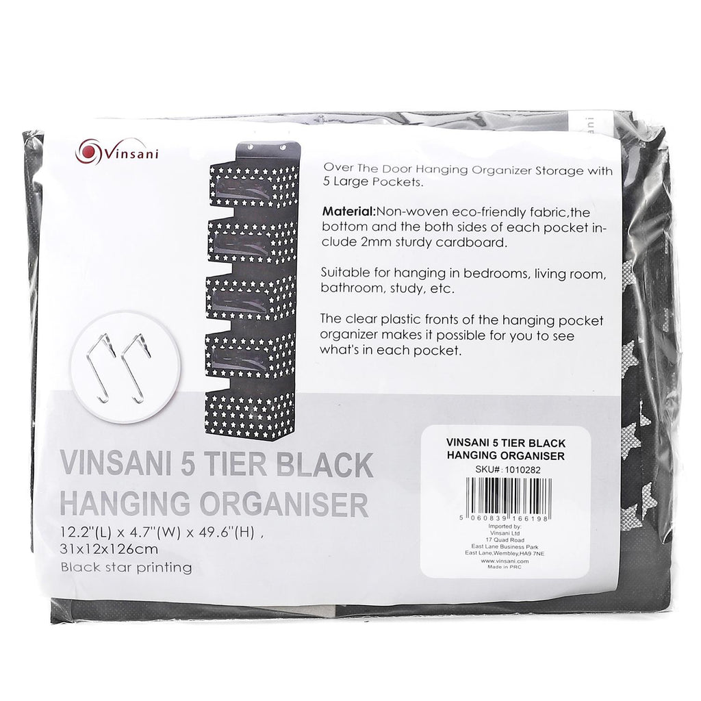 Vinsani 5Tier Black Hanging Organiser