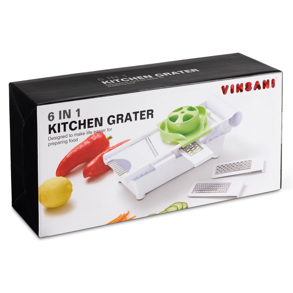 Vinsani Grn/Wht 6 In 1 Grater