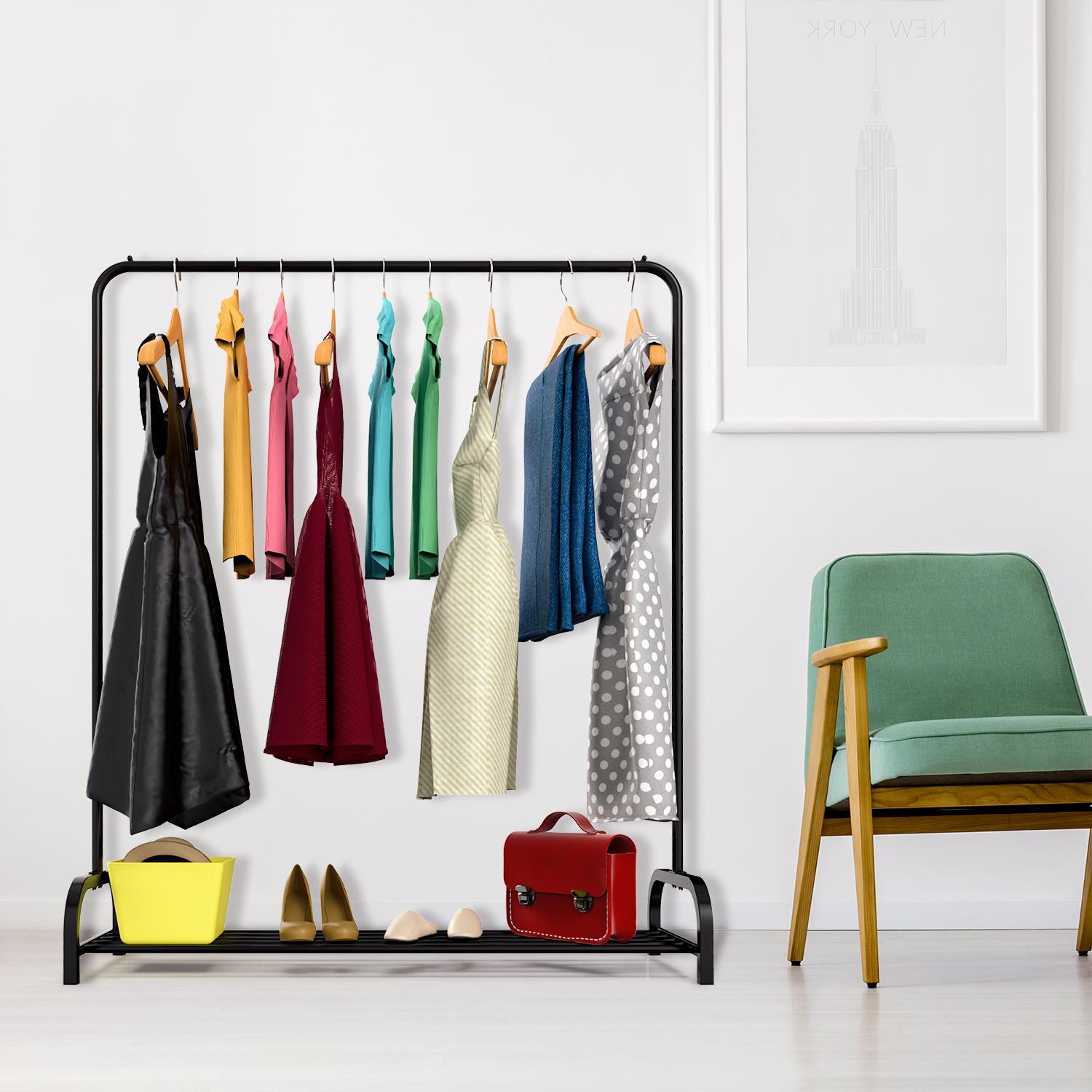 Vinsani BLACK CLOTHES RAIL AND SHOE RACK 0009555 x 2