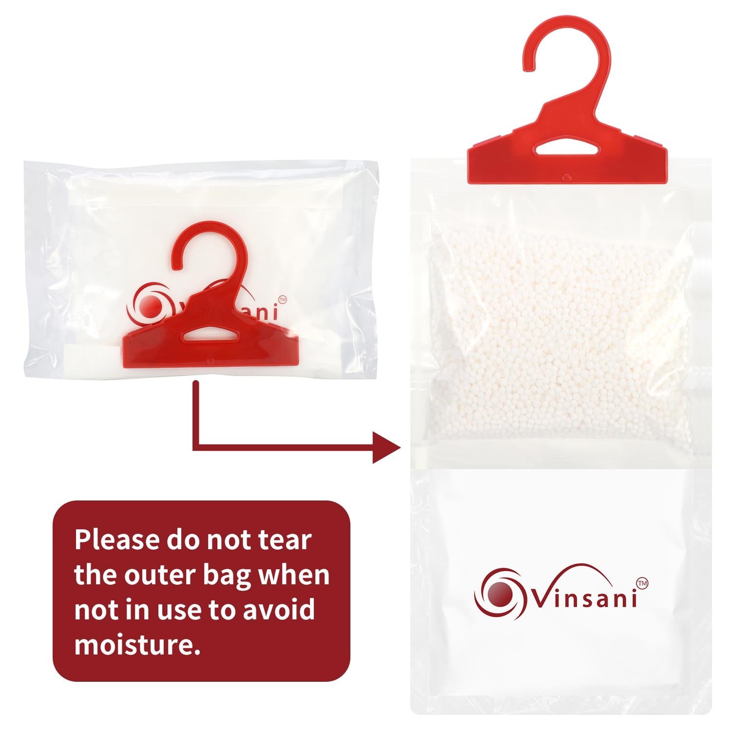 Vinsani 6Pc Hanging Wardrobe Dehumidifier Bag