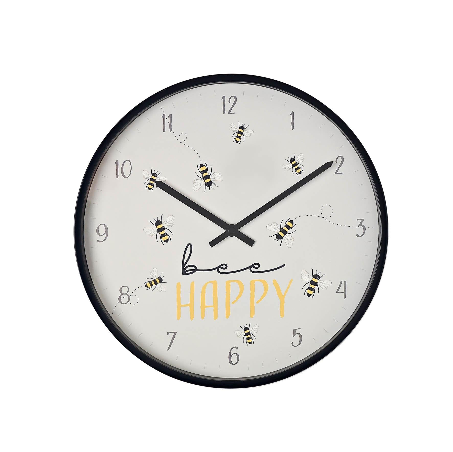 Hometime Slogan Wall Clock "Bee Happy" 30cm
