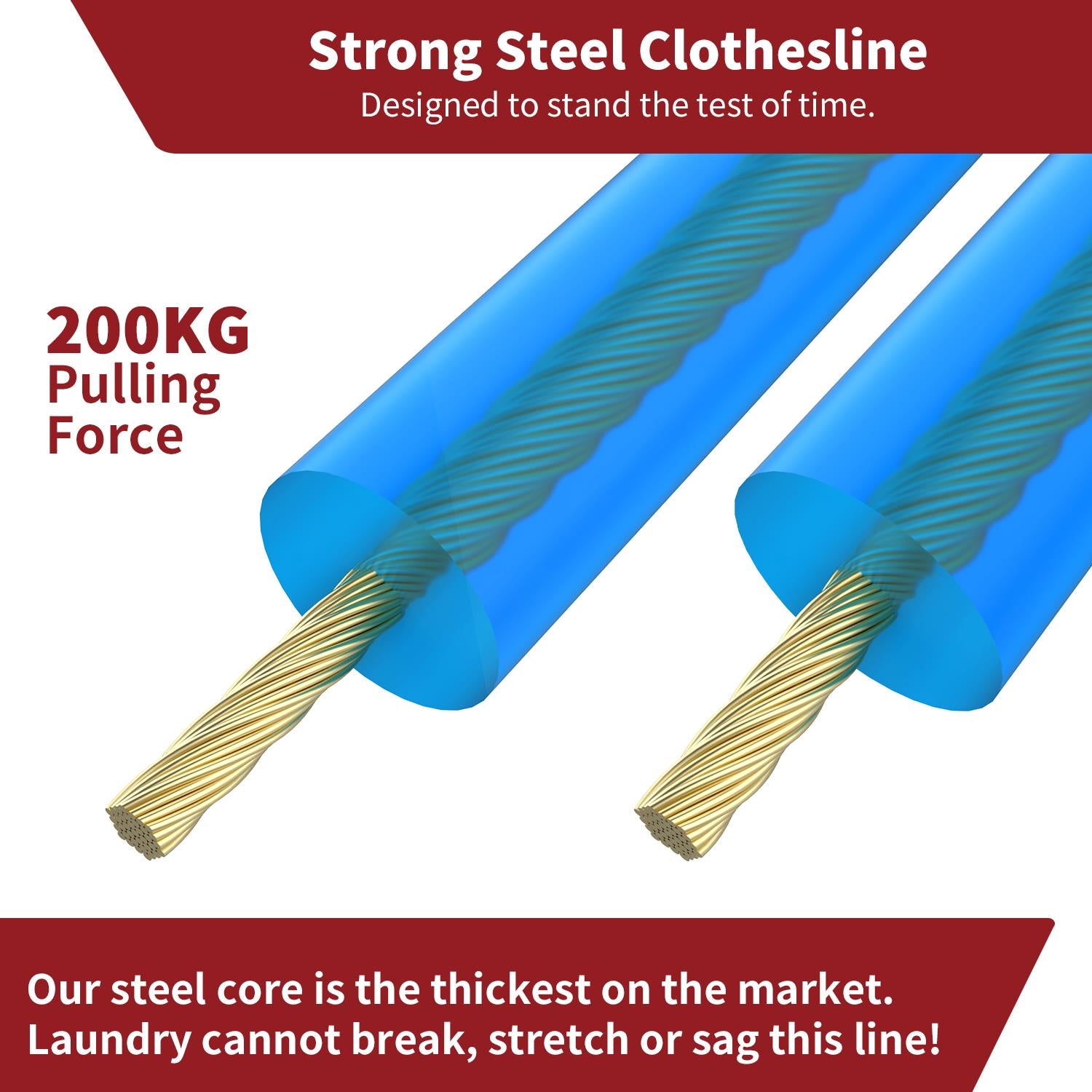 Vinsani Blue 50M Washing Line Rope