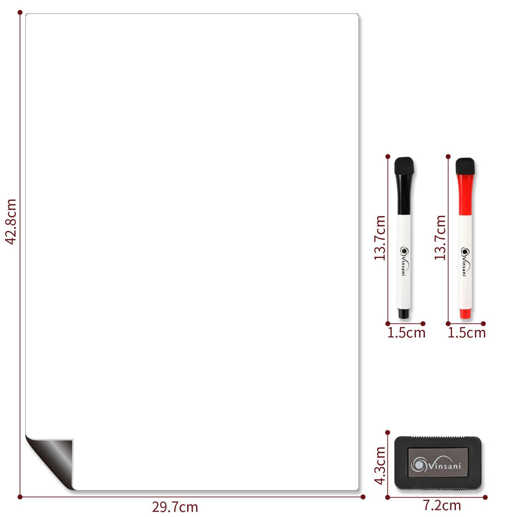 Vinsani A3 Whiteboard with 2 Markers and Eraser