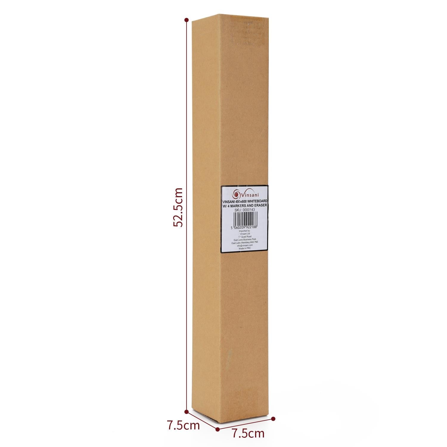 Vinsani 450x600 Whiteboard with 4 Markers and Eraser