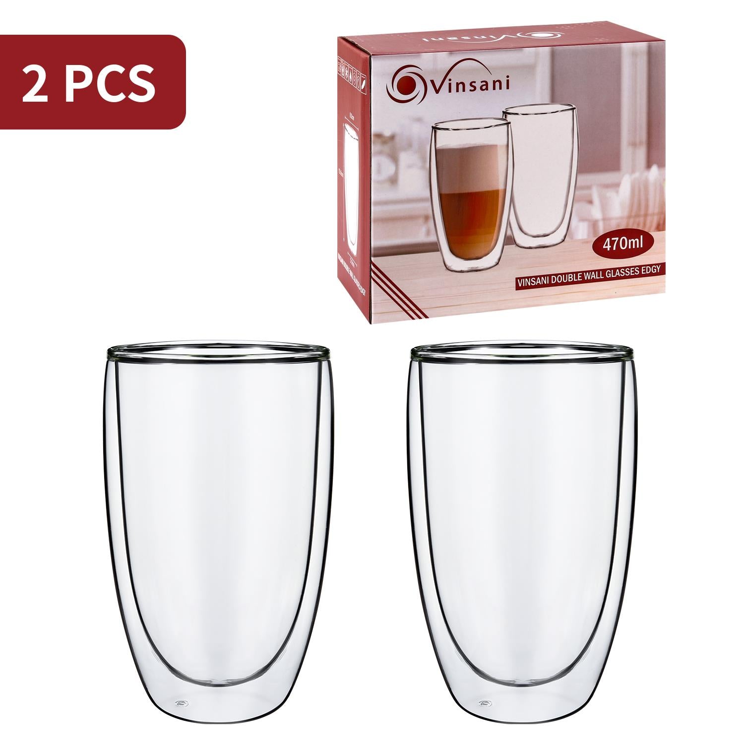 Vinsani Double Wall Glasses Edgy