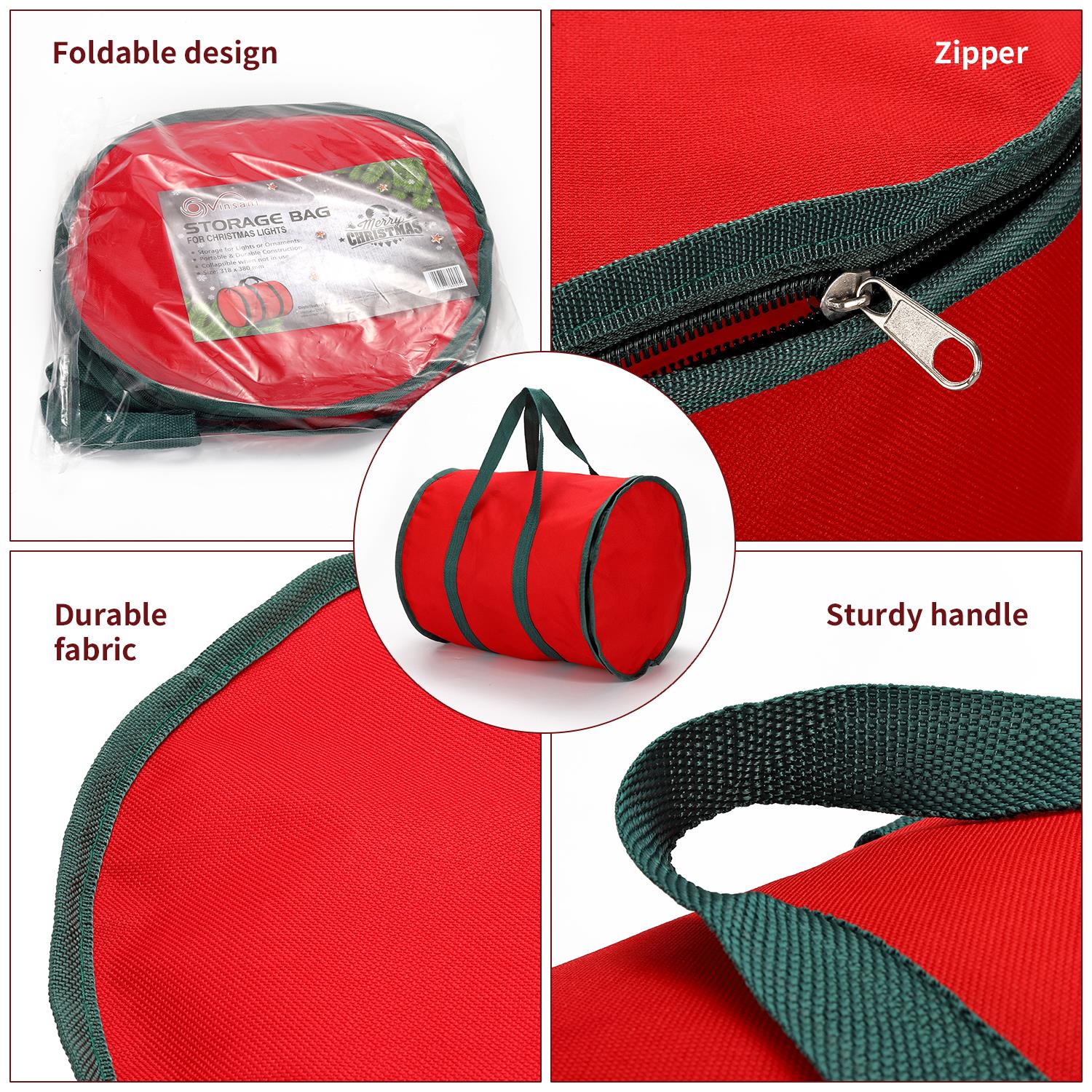 Vinsani Red Xmas Lights Storage Bag