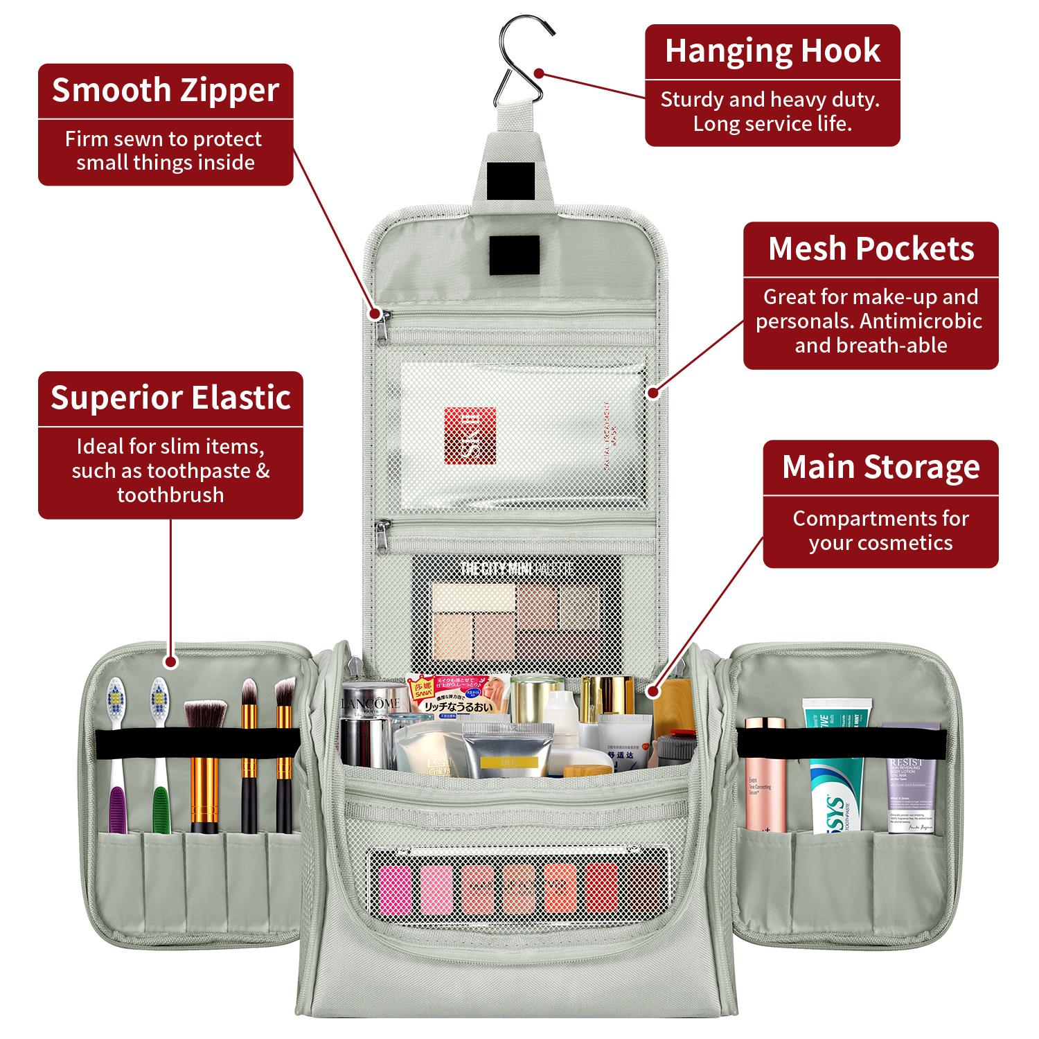 Vinsani Toiletry Bag L.Grey