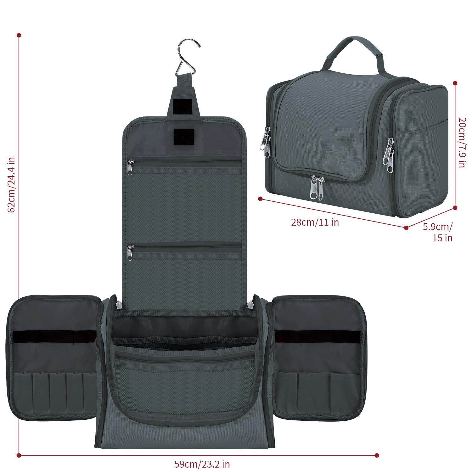 Vinsani Toiletry Bag D.Grey
