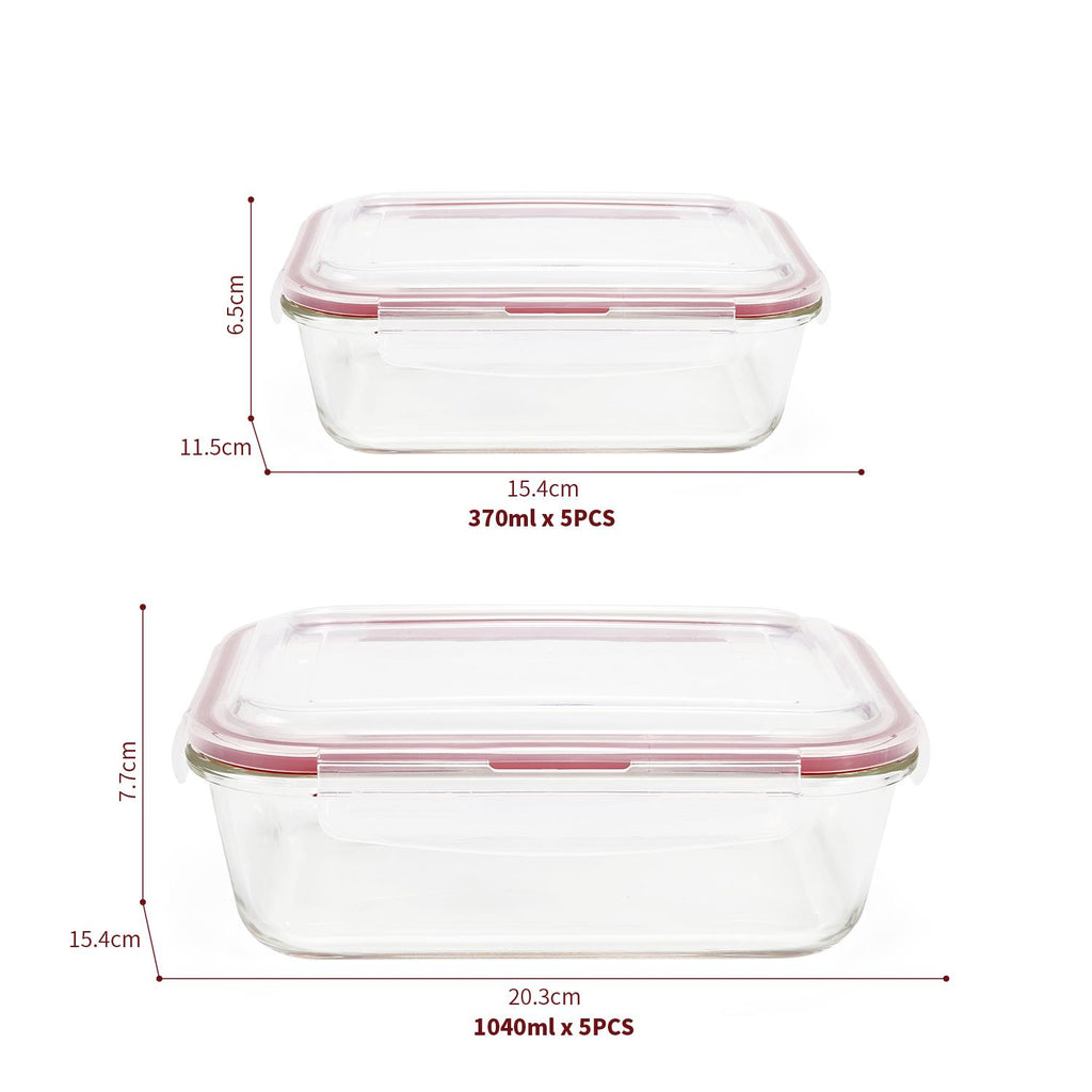 Vinsani Glass Food Storage 10-Pack Containers – Meal Prep Lunch Boxes