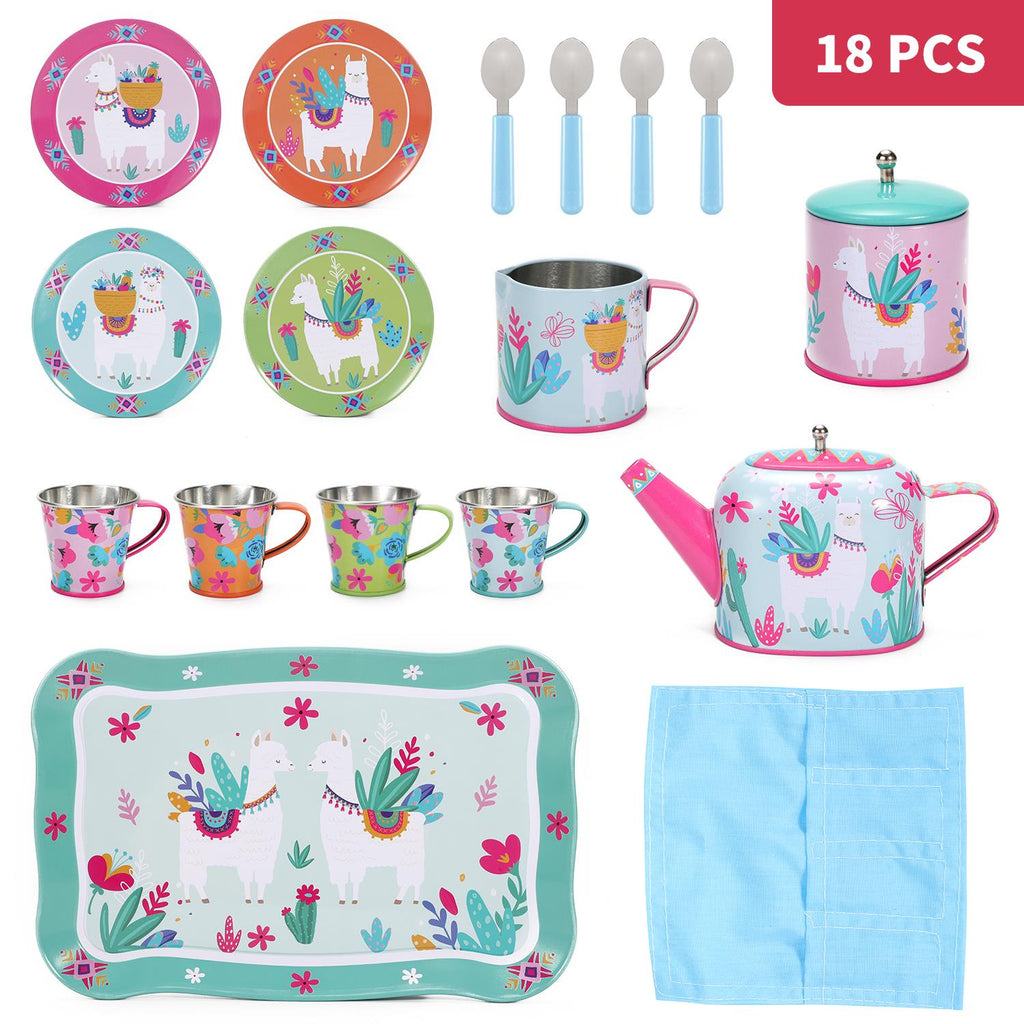 SOKA 18pc TIN TEA SET - LLAMA