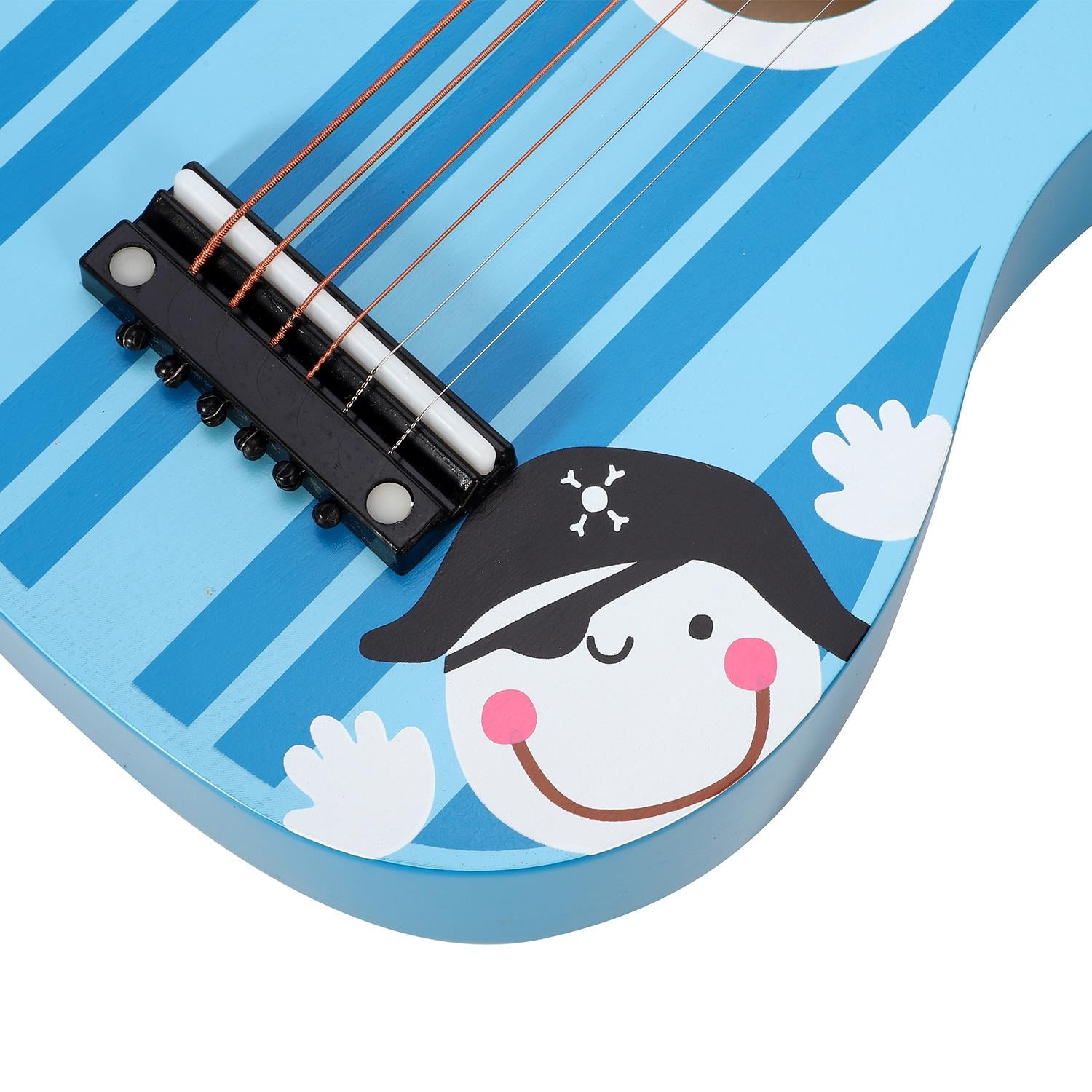 SOKA Wooden Stripe Striped Blue Pirate Guitar Childrens Musical Instrument