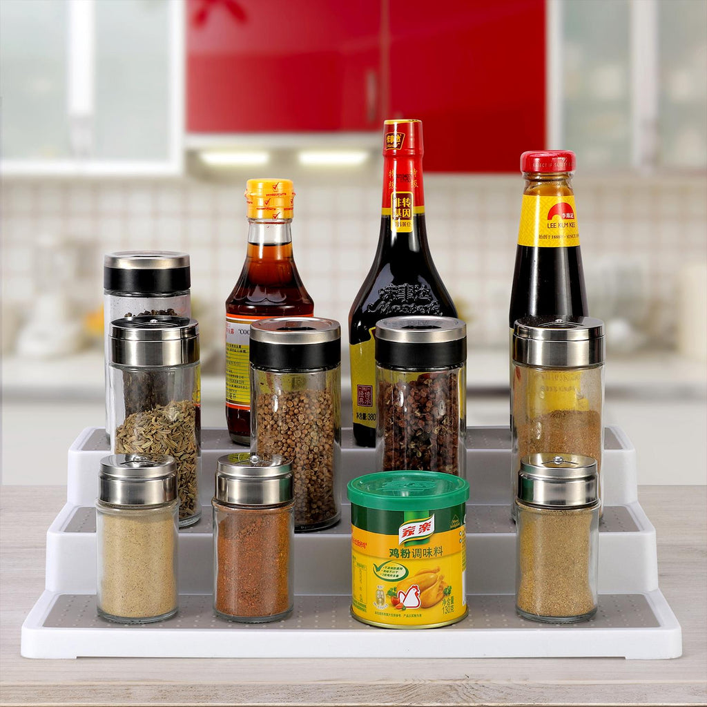 3-Tier Spice Rack Multifunctional Organiser Free Standing Skid-Resistant Cupboard