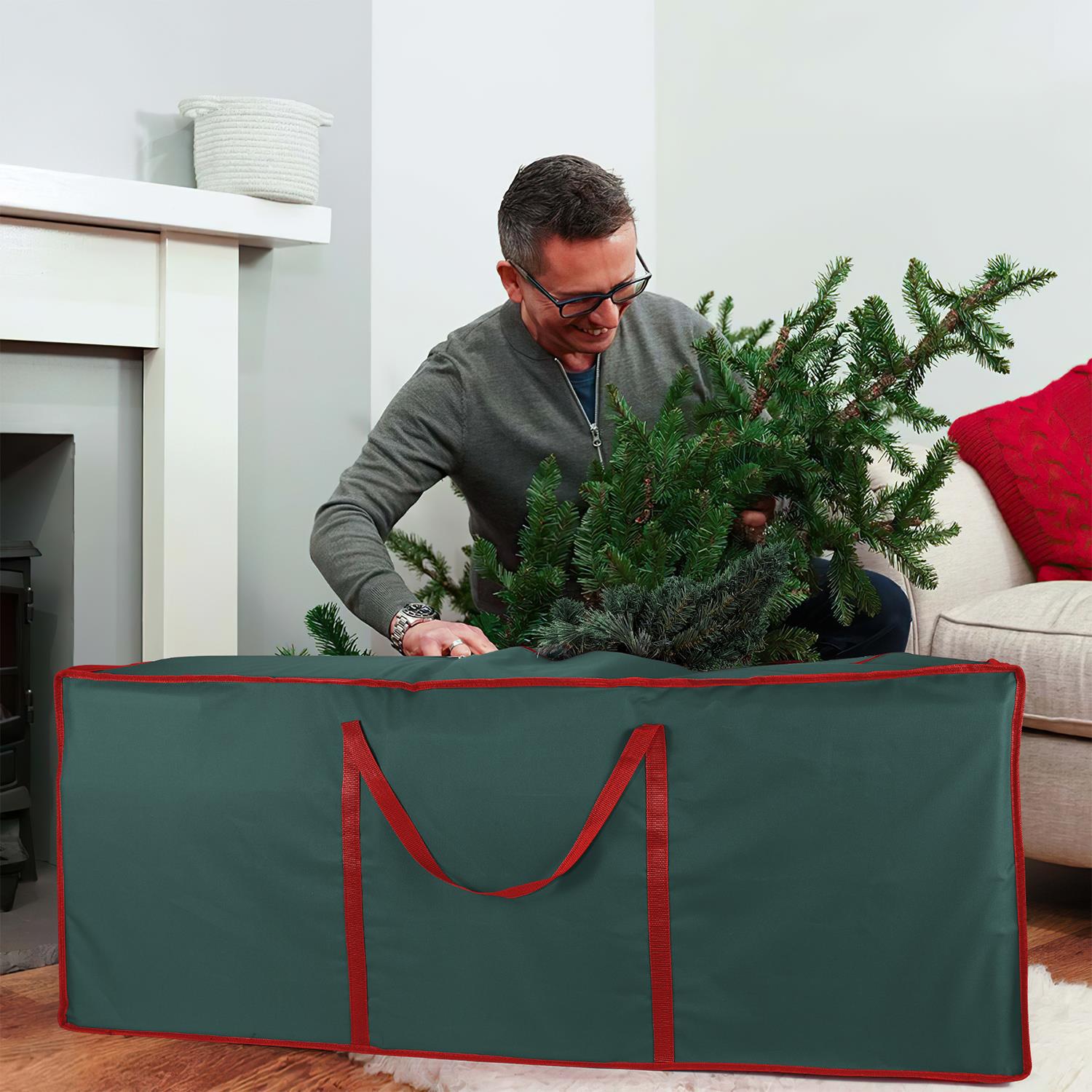 Vinsani Xmas Green Fabric Storage Bag