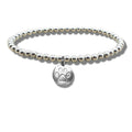 Paw Print Silver Beaded Bracelet