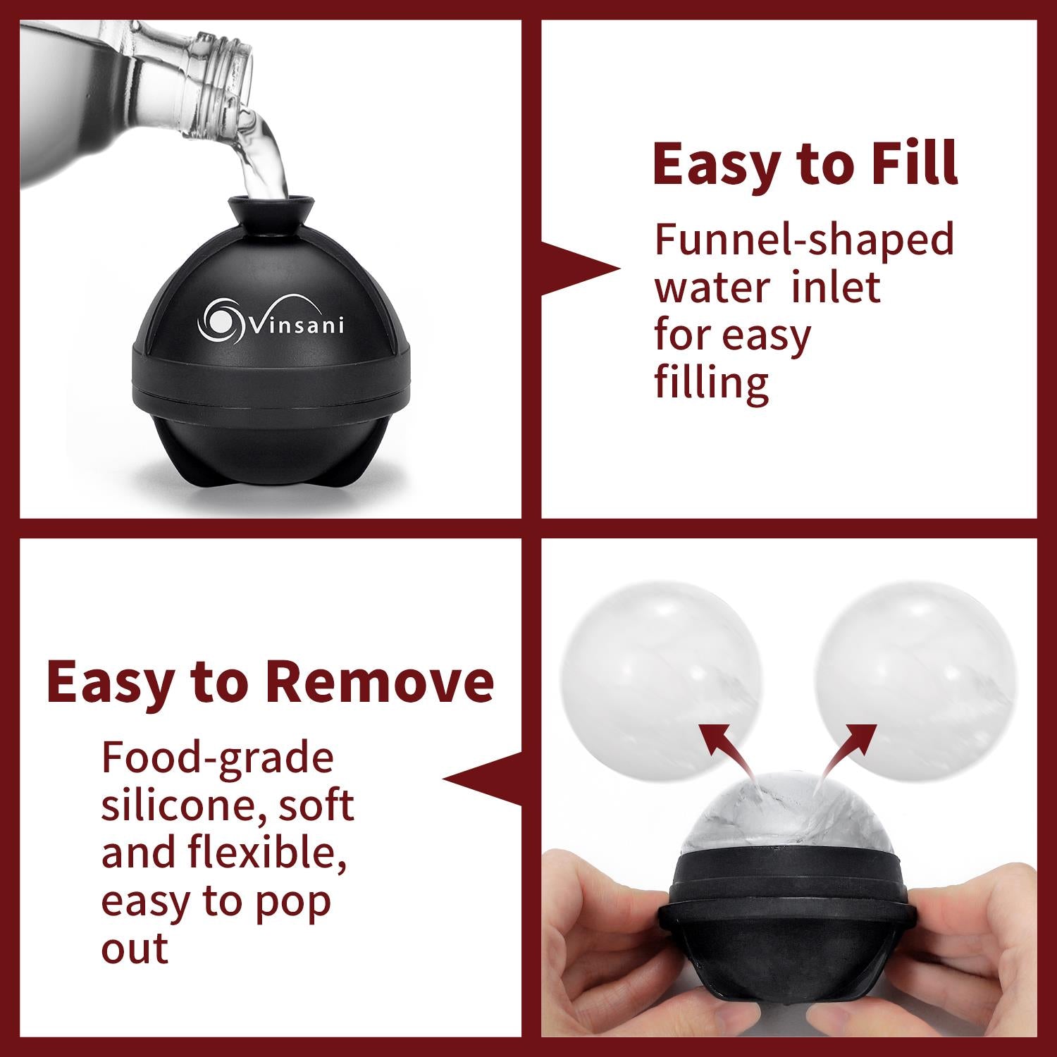 Vinsani 2 Pack Ice Ball Mould