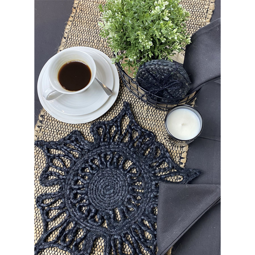 Severn Jute Star 36x36cm Black Set of 2 Placemats