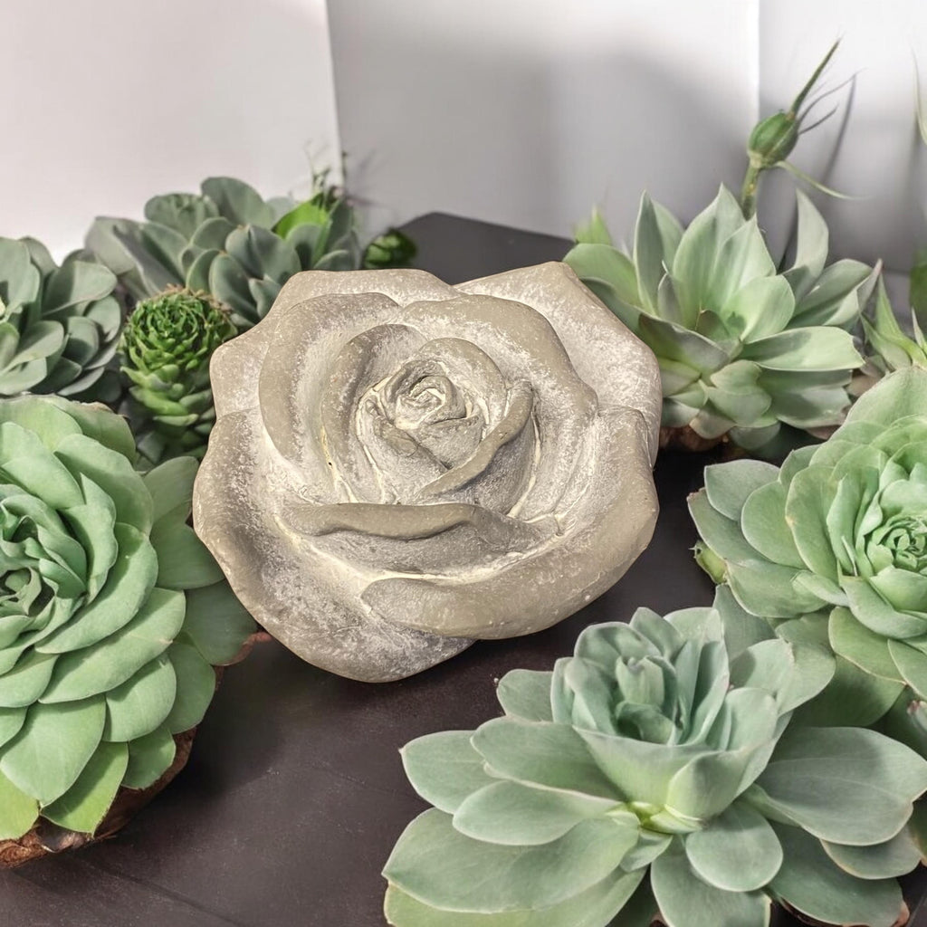Flower on a Base Garden Ornament Resin Art Sculpture Figurine Stone Look 15cm