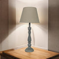 AcaciaHome Modern Tall Wooden Washed Table Lamp (41cm Grey with Cream Shade)