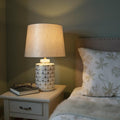 Cream Ceramic Table Lamp with Drum Shade (Floral Vase - 63cm Shade)
