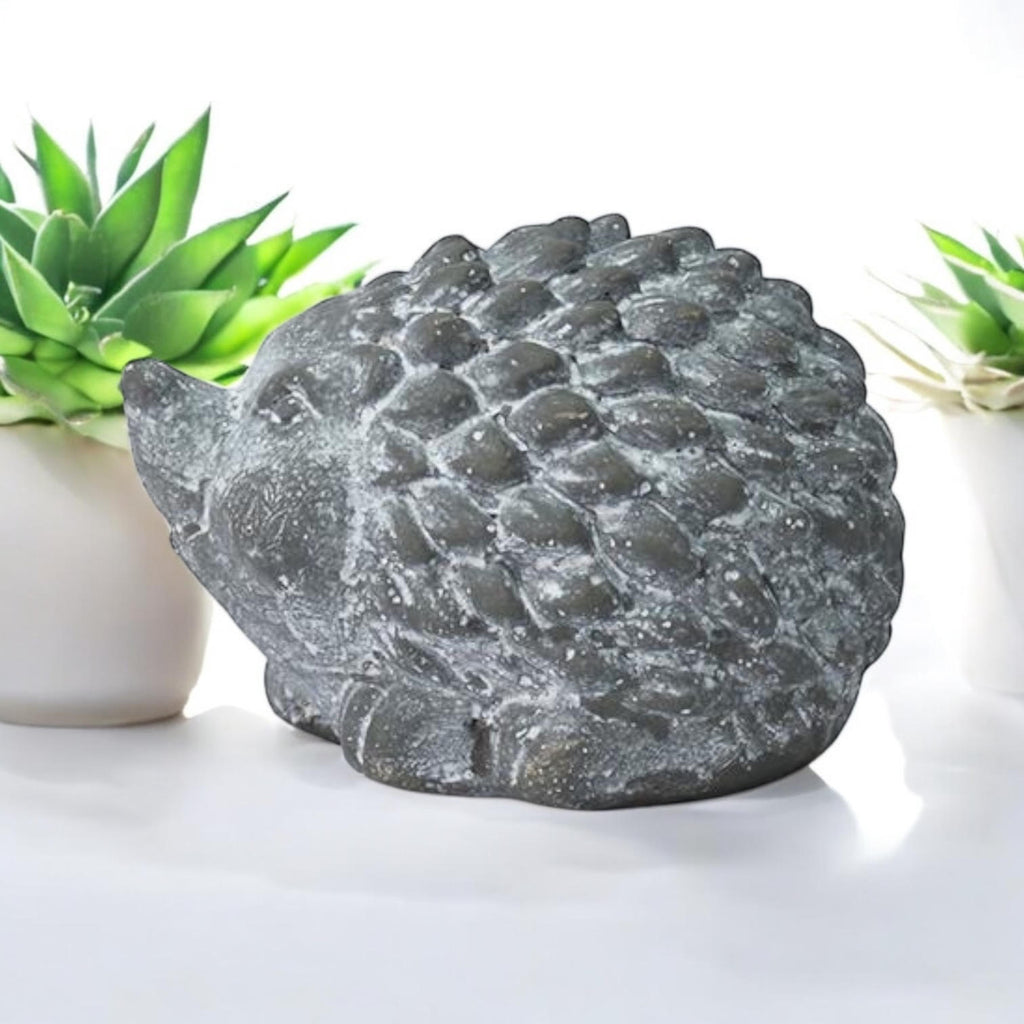 Durable Stone-Look Hedgehog Garden Sculpture (10cm Grey Hedgehog Statue)