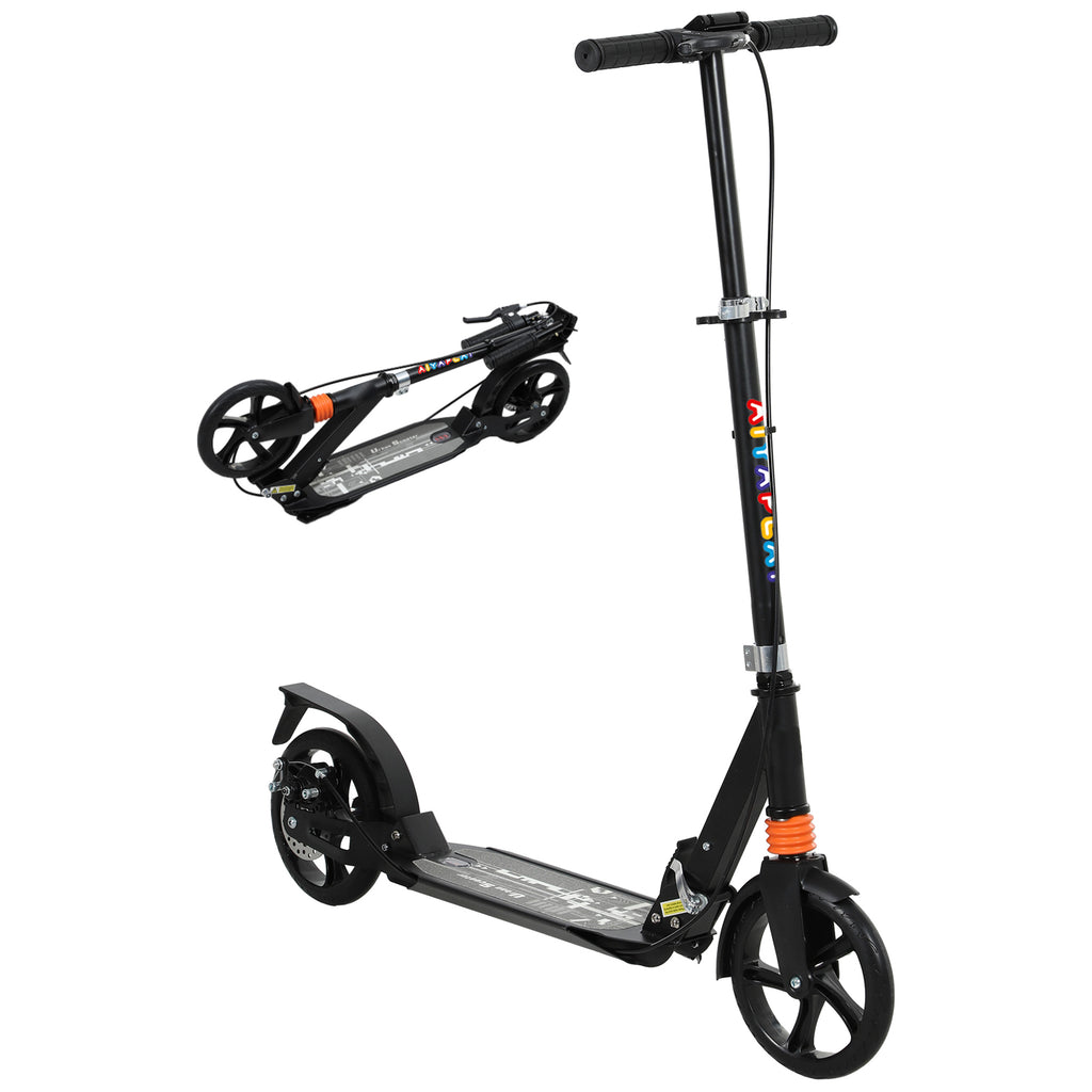 AIYAPLAY Kids Scooter, Foldable Kick Scooter with Adjustable Handlebar, Black