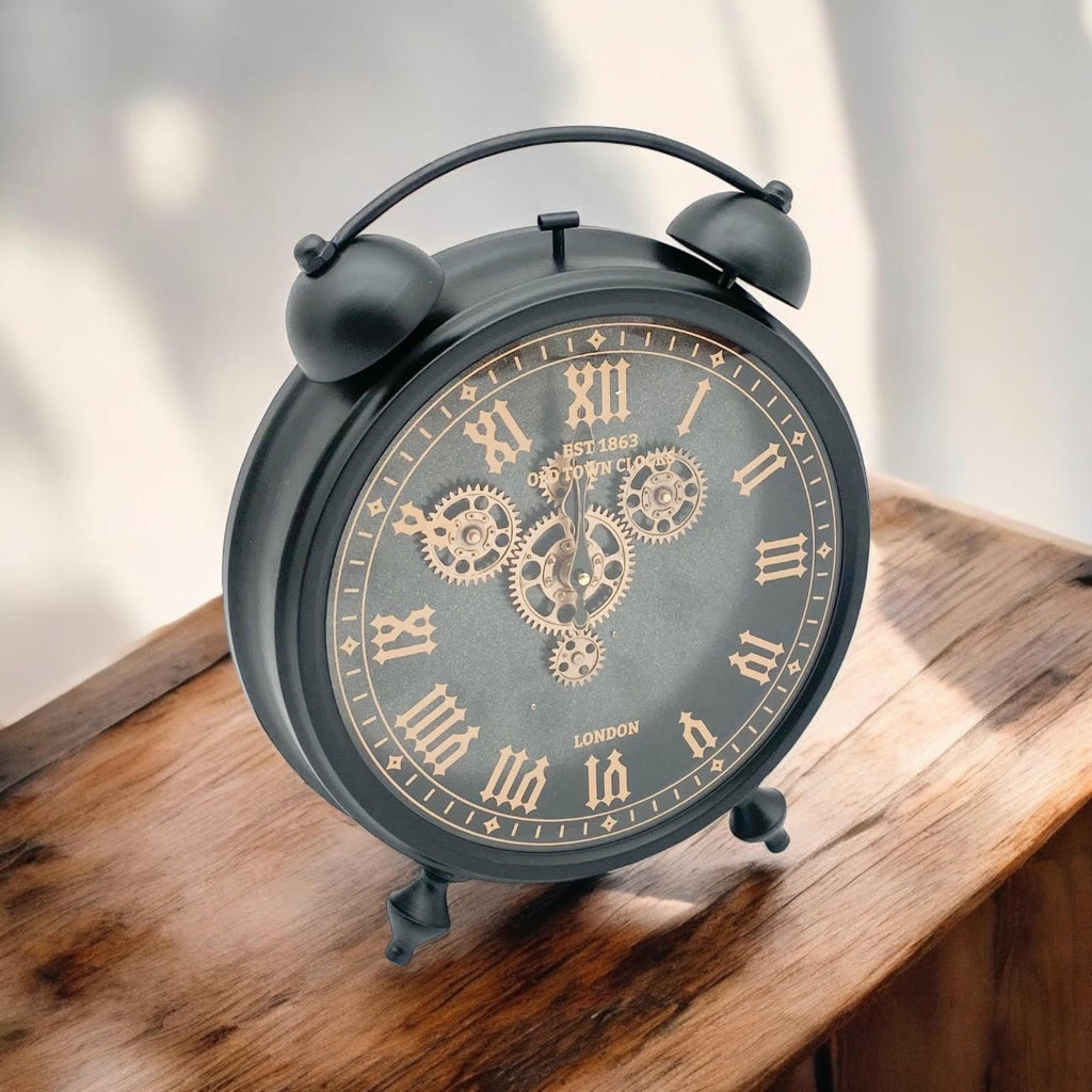 Unique Black and Gold Metal Gear Clock