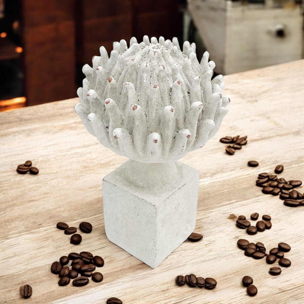 Flower on a Base Garden Ornament Resin Art Sculpture Figurine Stone Look 27cm