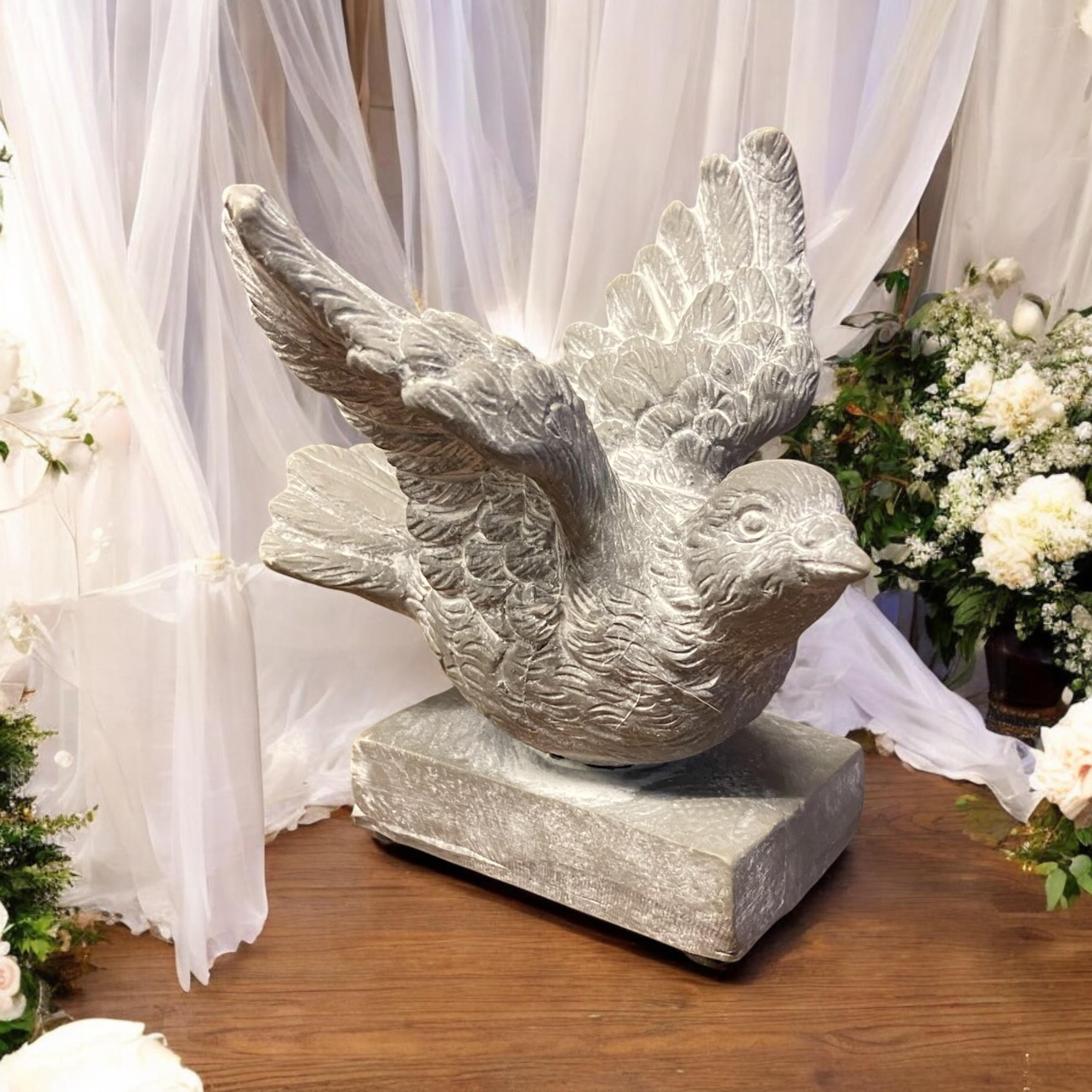 Bird on a Base Garden Ornament Resin Bird Sculpture Figurine Stone Look 13cm