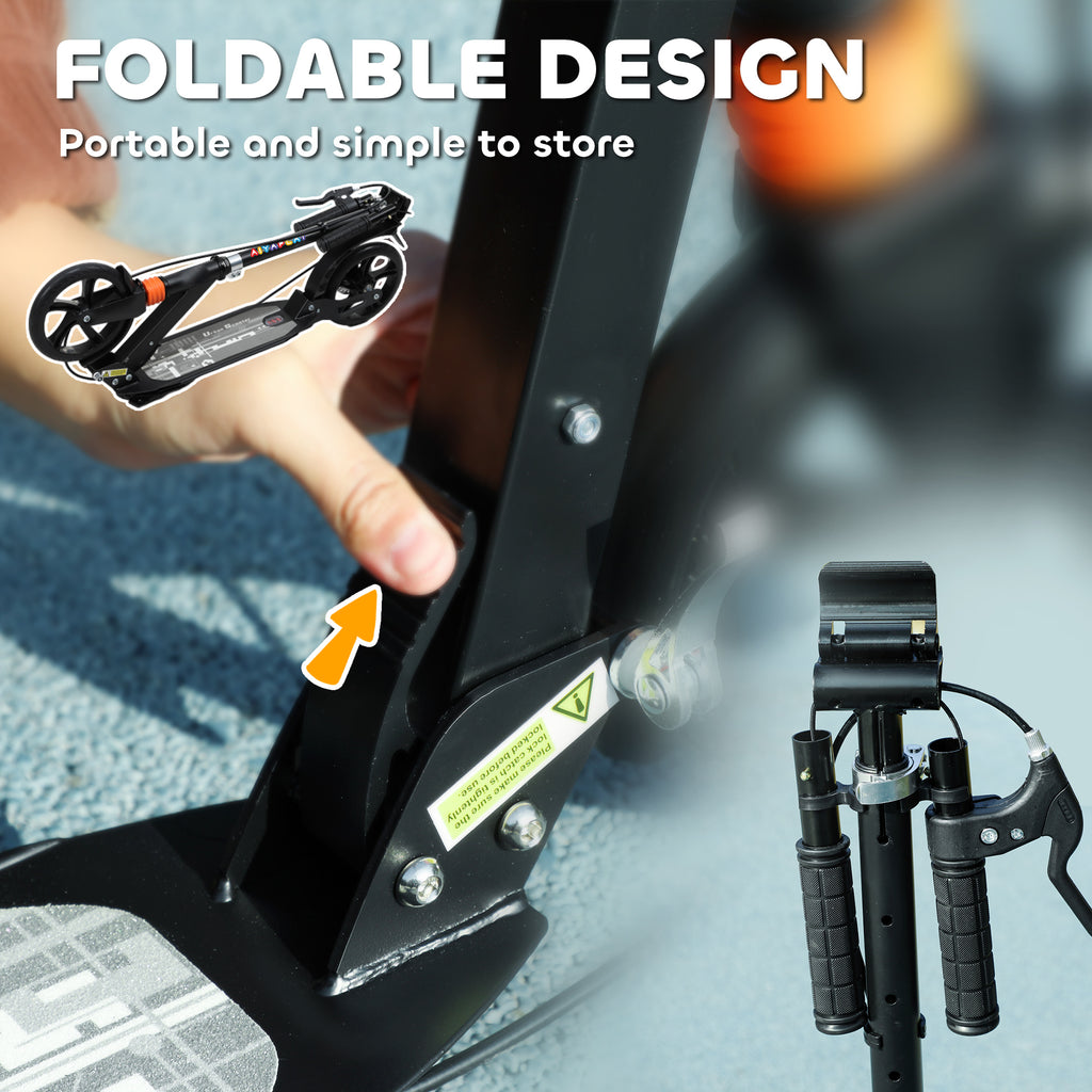 AIYAPLAY Kids Scooter, Foldable Kick Scooter with Adjustable Handlebar, Black