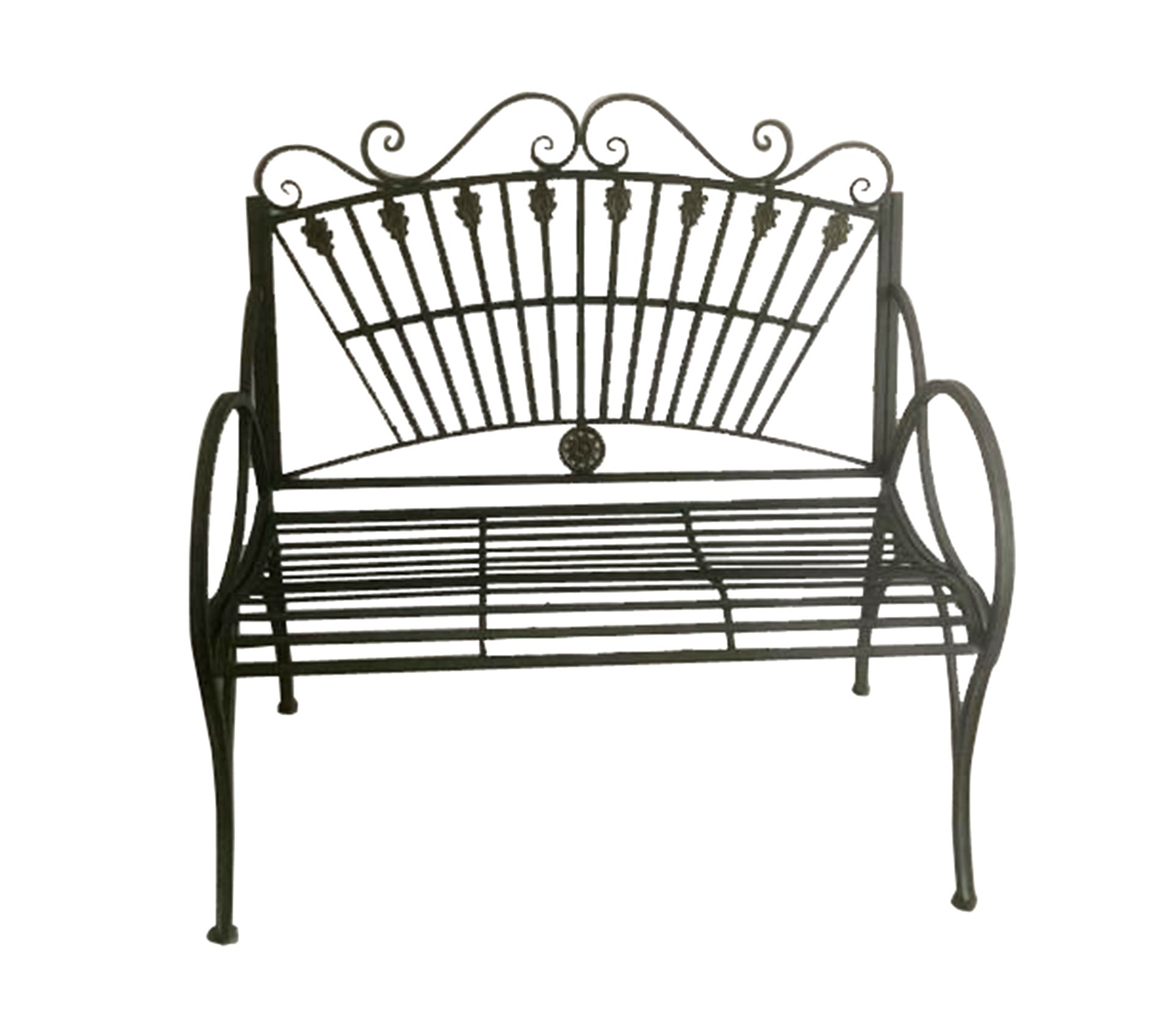 108cm Green/Gold Metal Bench