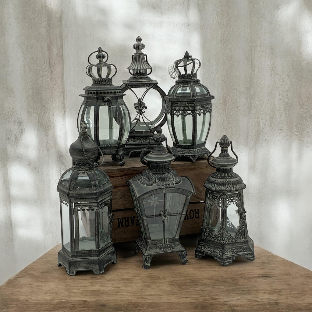Stunning Metal Grey Tealight Lantern Holder Set of 6