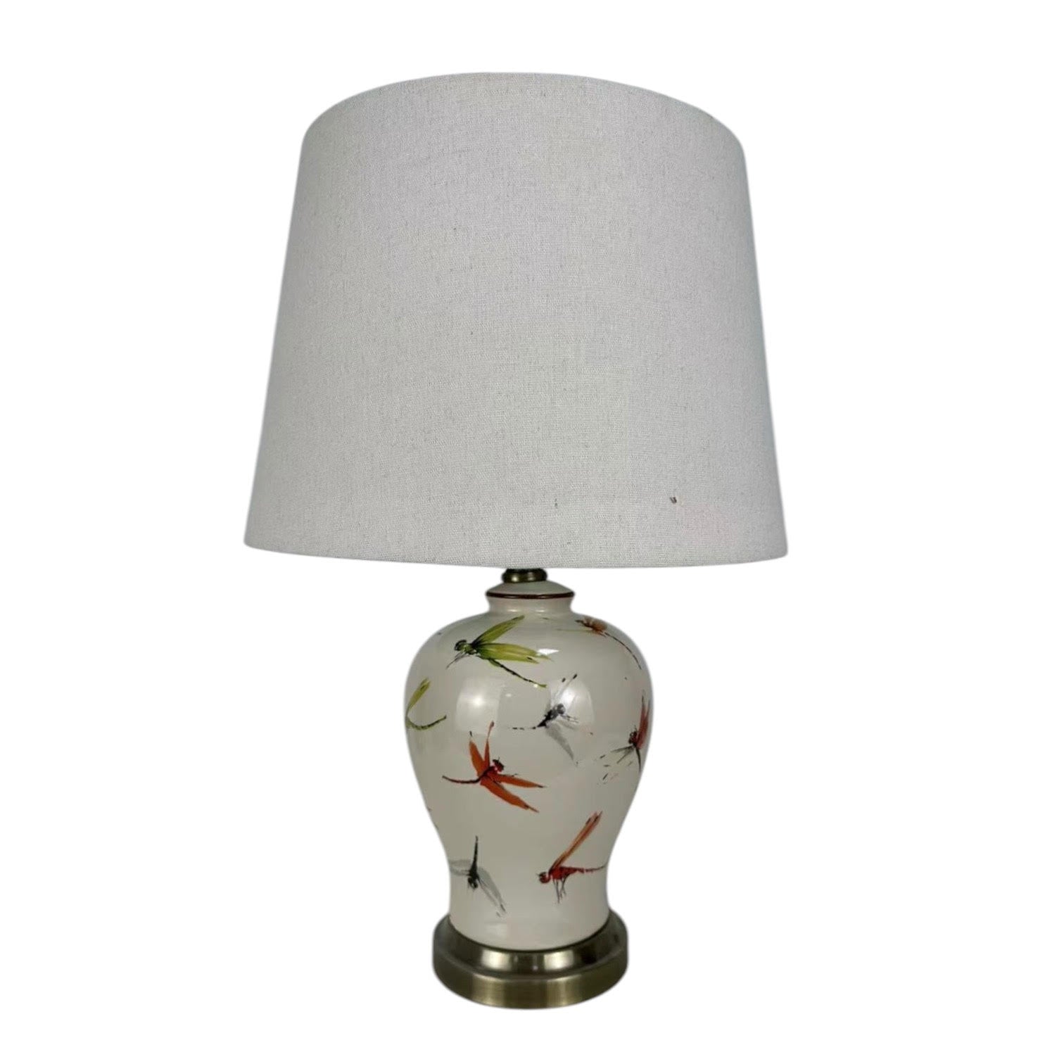 AcaciaHome Oriental Design Large Floral Ceramic Table Lamp with Drum Shade