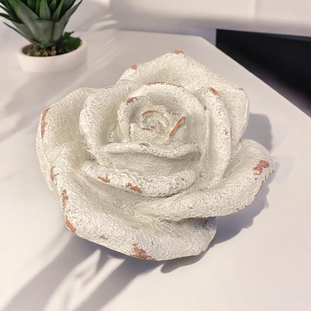 Flower on a Base Garden Ornament Resin Art Sculpture Figurine Stone Look 11cm