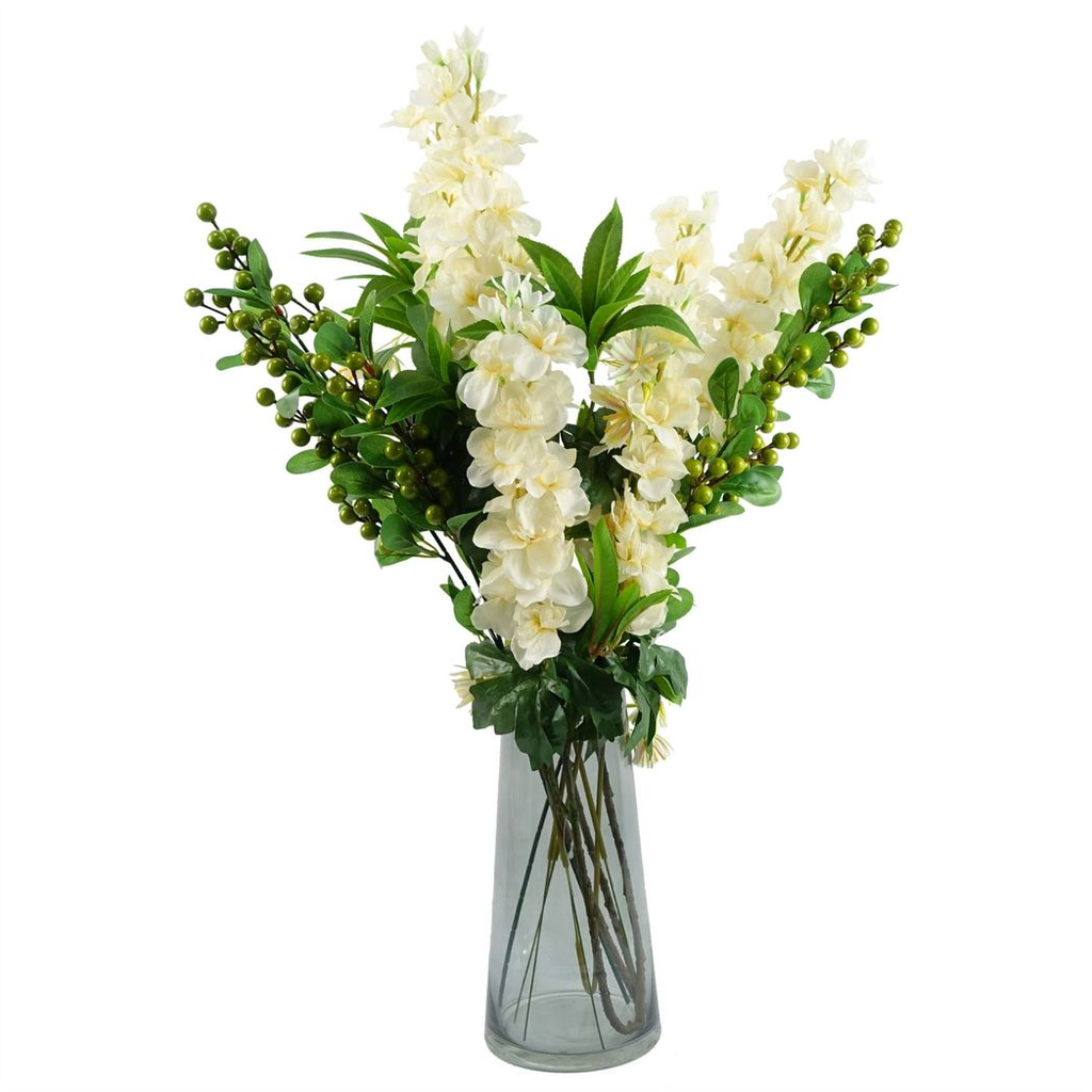 Pack of 6 x 75cm Delphinium Cream Artificial Stem