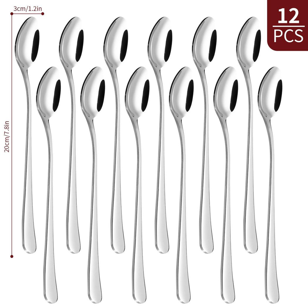 Vinsani 12pcs SSLong Hndle Latte Spns