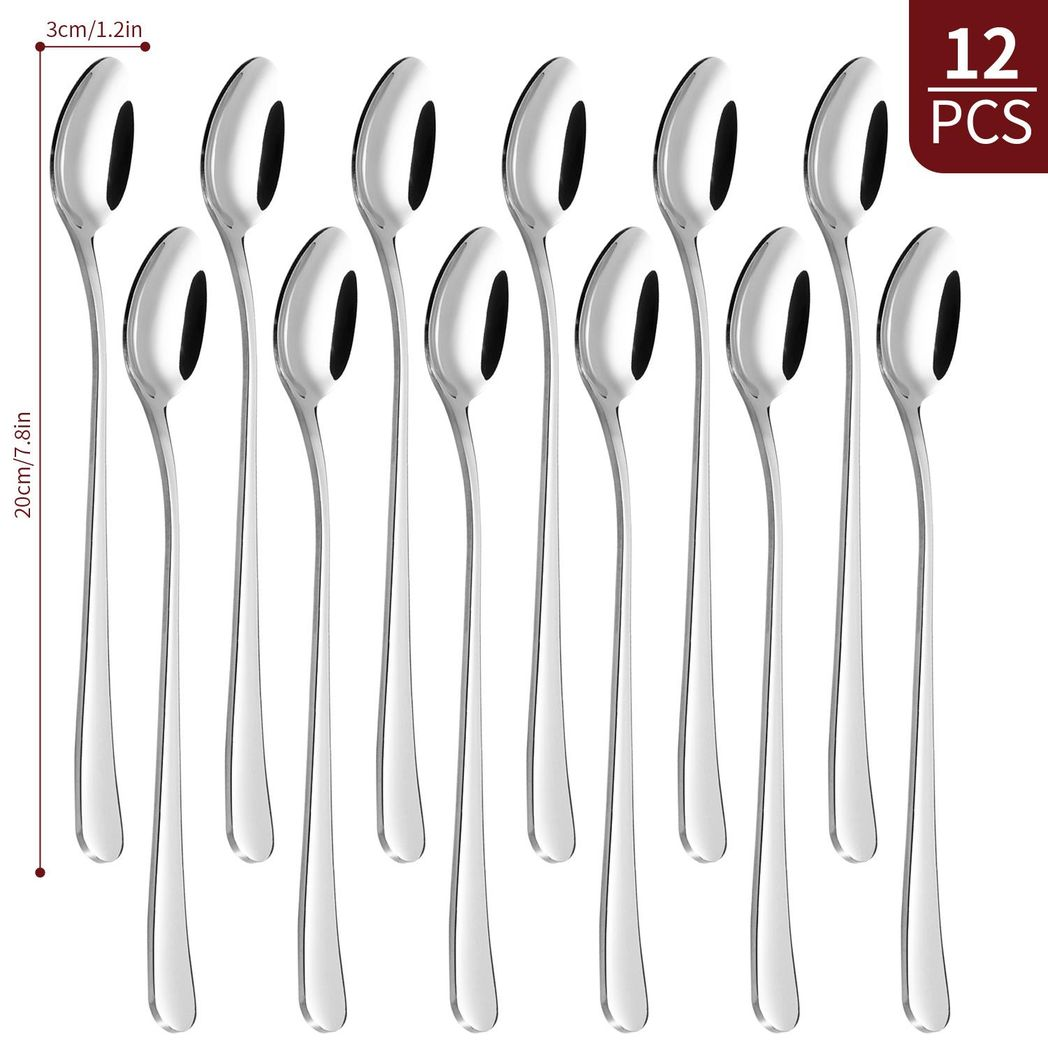 Vinsani 12pcs SSLong Hndle Latte Spns