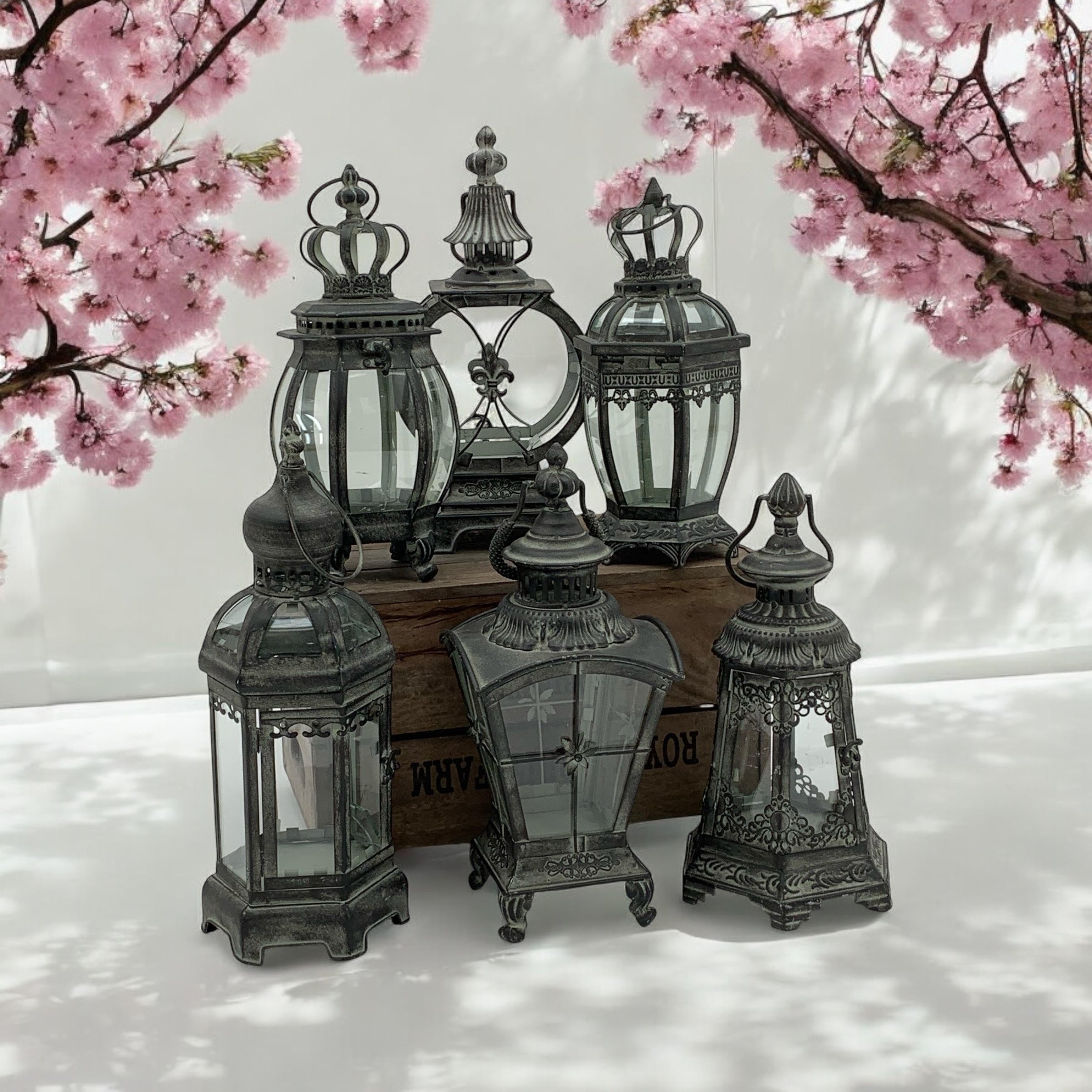 Stunning Metal Grey Tealight Lantern Holder Set of 6