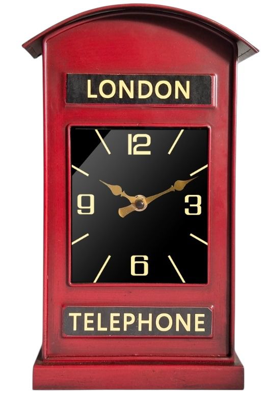 Stylish & Modern Red London Telephone Box Mantel Clock