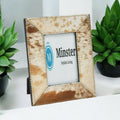 3.5" X 4" Tand And White Cow-Hide P/Frame