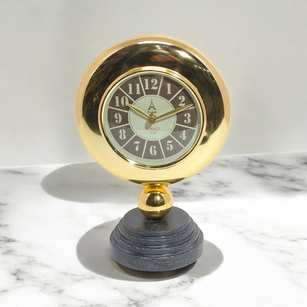 Gold Black Mantel Clock – Elegant Silent Sweep Tabletop Timepiece (25 CM Mantel Clock)