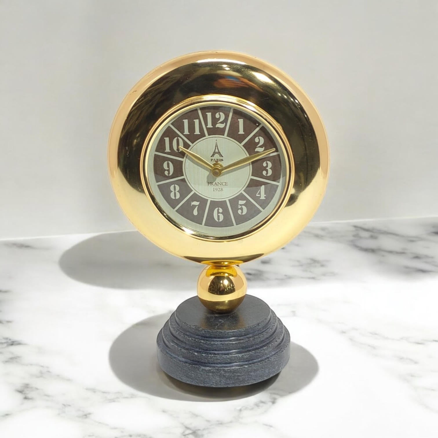 Gold Black Mantel Clock – Elegant Silent Sweep Tabletop Timepiece (25 CM Mantel Clock)