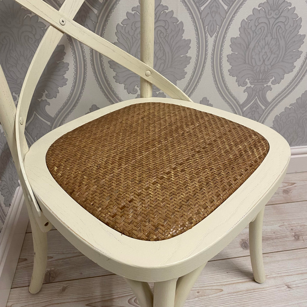 Hand Finished Cross Back Oak Wooden Cafe Chair (Cream)