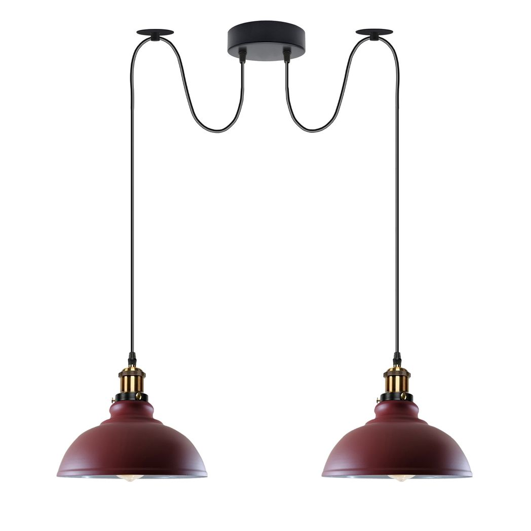 Burgundy Vintage 2 Way Ceiling Pendant Light Metal Industrial Style 29cm