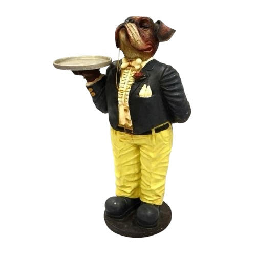 AcaciaHome Elegant Resin Bulldog Butler Statue