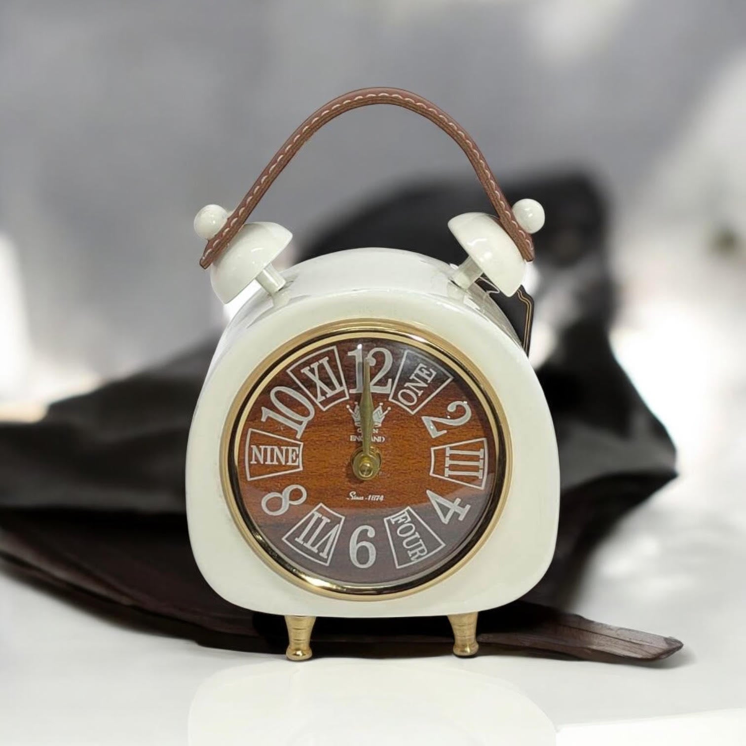 AcaciaHome White Cream Mantel Clock