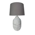 Oriental Design Large Floral Ceramic Table Lamp with Drum Shade (50cm Stone Look)