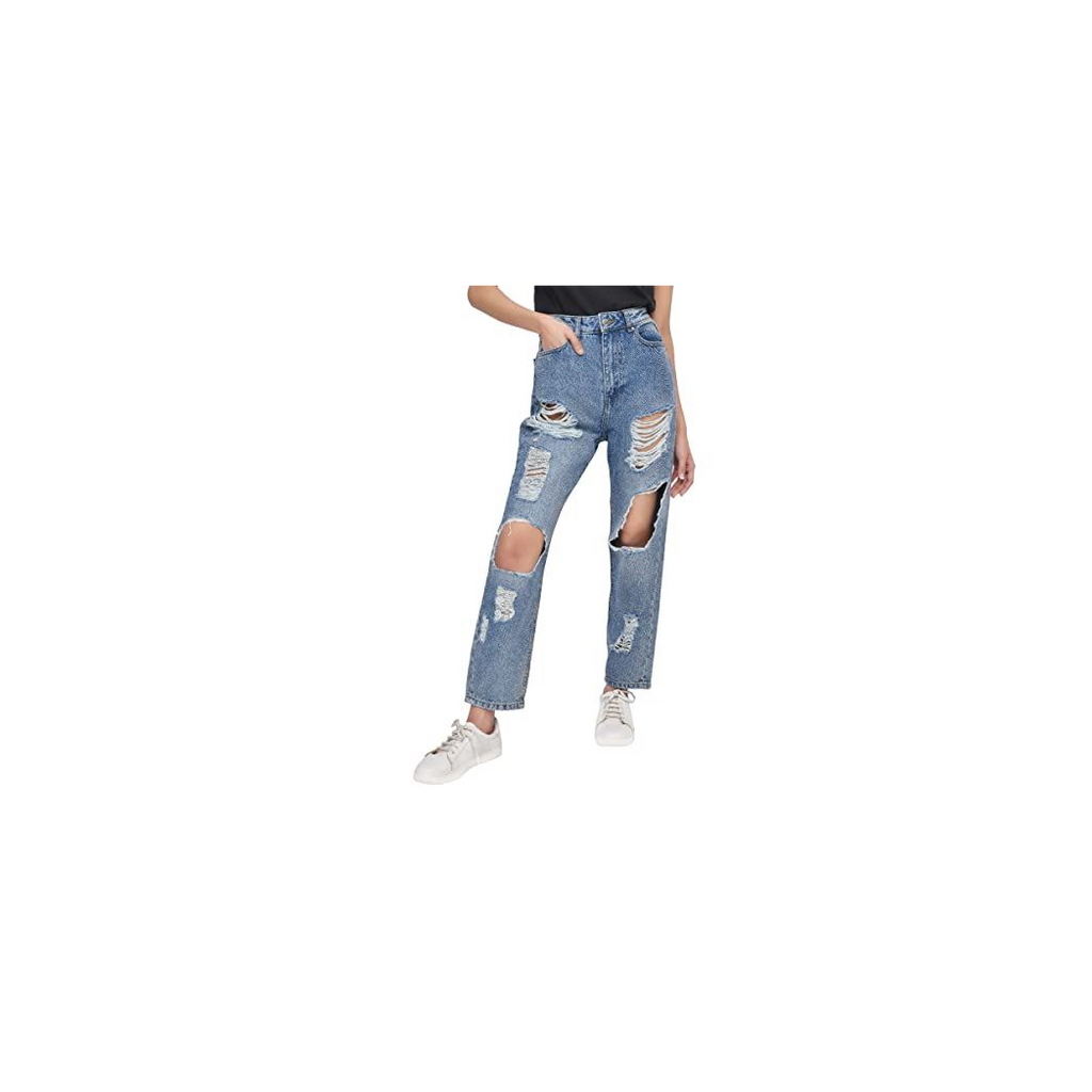 Multi Rip Mom Jean Mid Wash 16