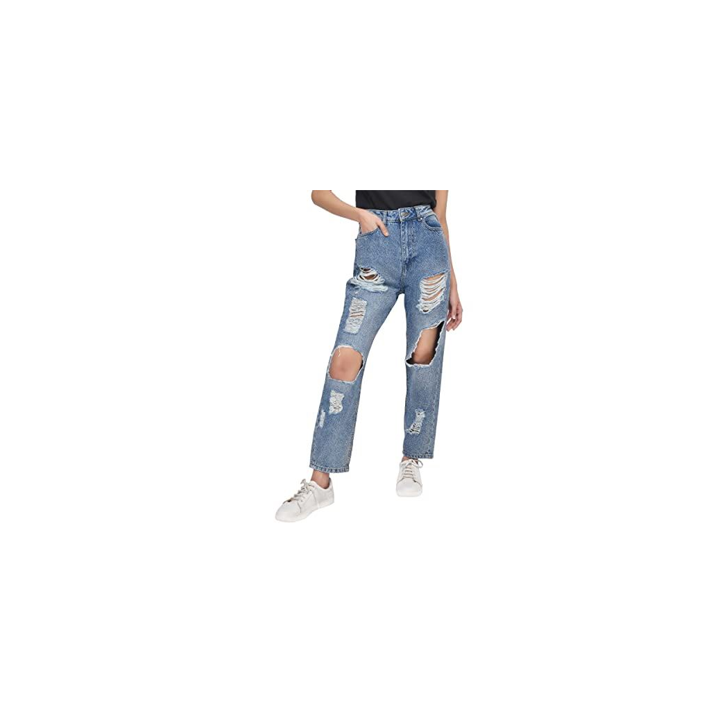 Multi Rip Mom Jean Mid Wash 16