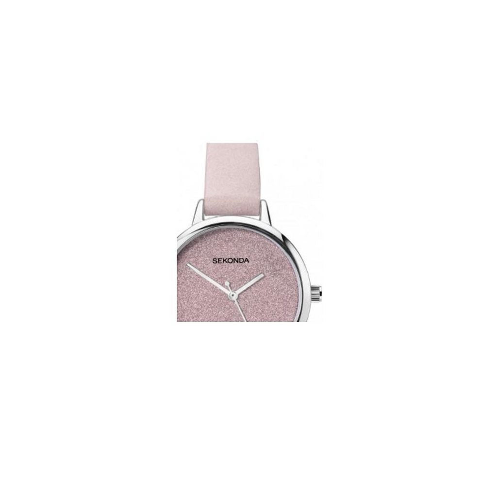 Sekonda Ladies Bling Glitter Dial With Pink Leather Strap Watch 2821