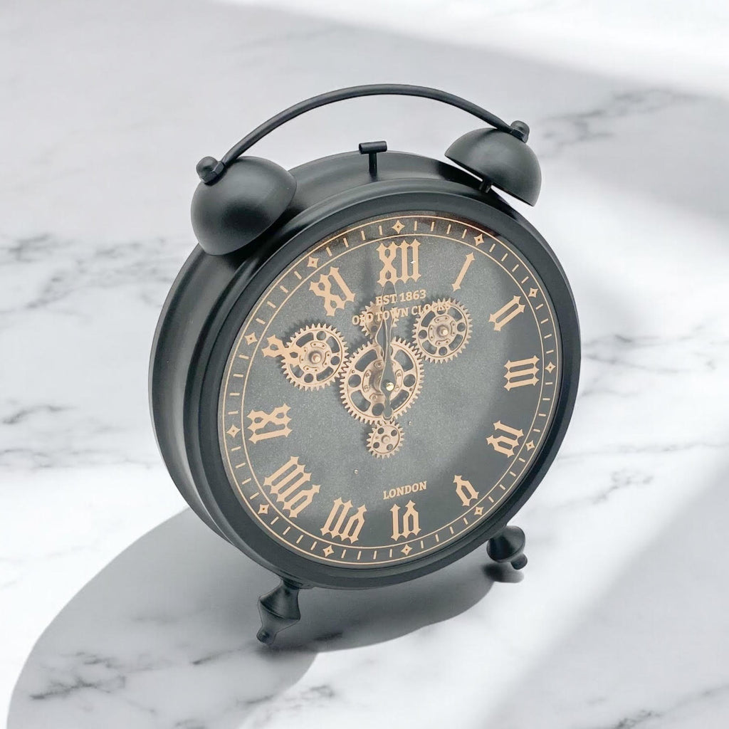 Unique Black and Gold Metal Gear Clock